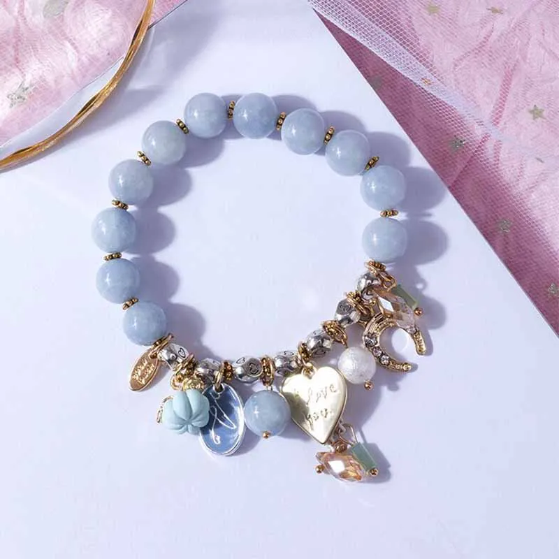 

1PC Fashion Simple Natural stone Beads Bracelets Quartz Streche Bracelet Elastic Cord Pulserase Jewelry Beads Lovers Woman Gift