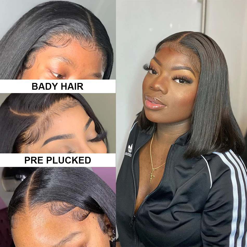 Бразильские прямые короткие парики Melodie с короткими кружевами фронтальные 13x4