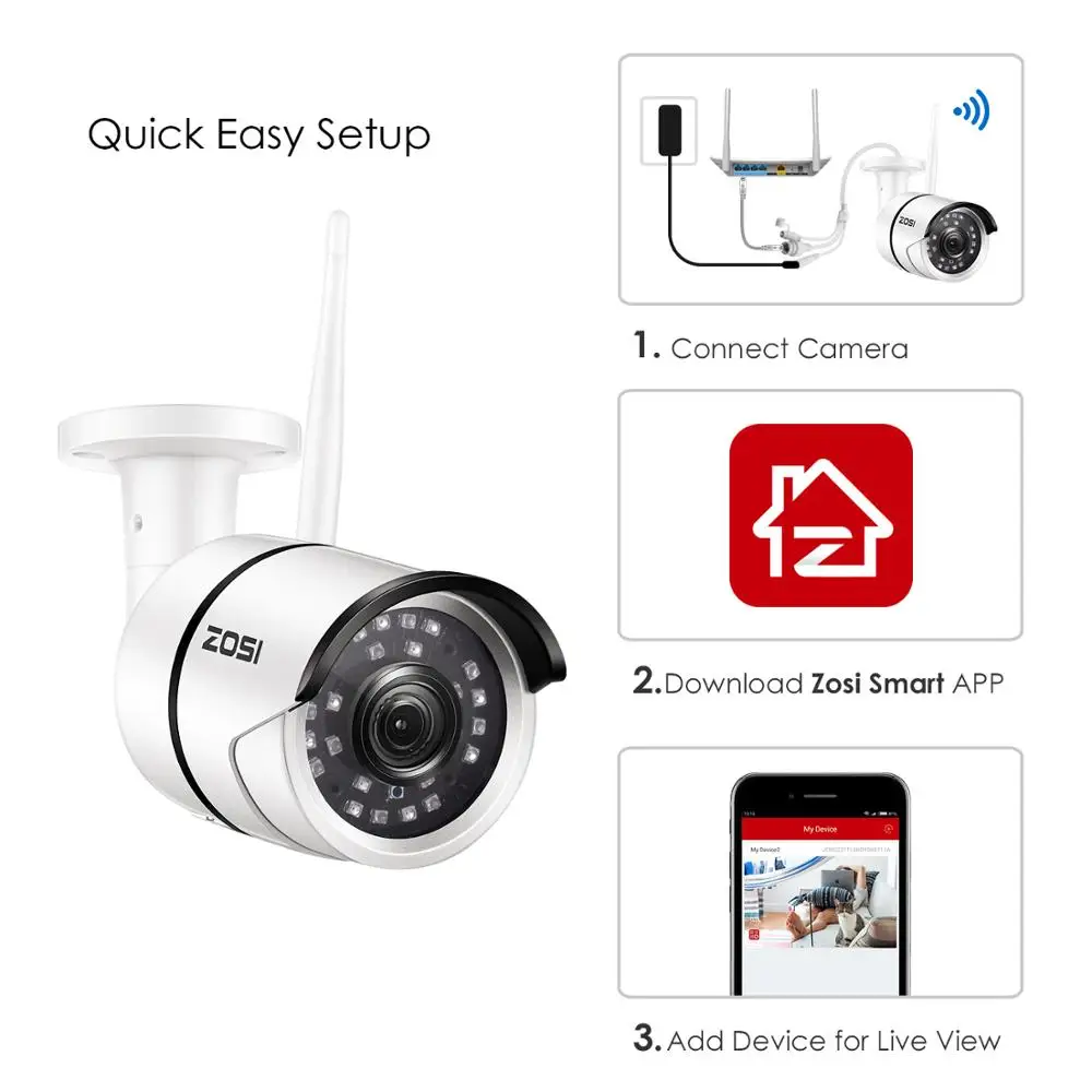 ZOSI IP камера Wi Fi 1080P Беспроводная P2P CCTV цилиндрическая уличная Всепогодная с