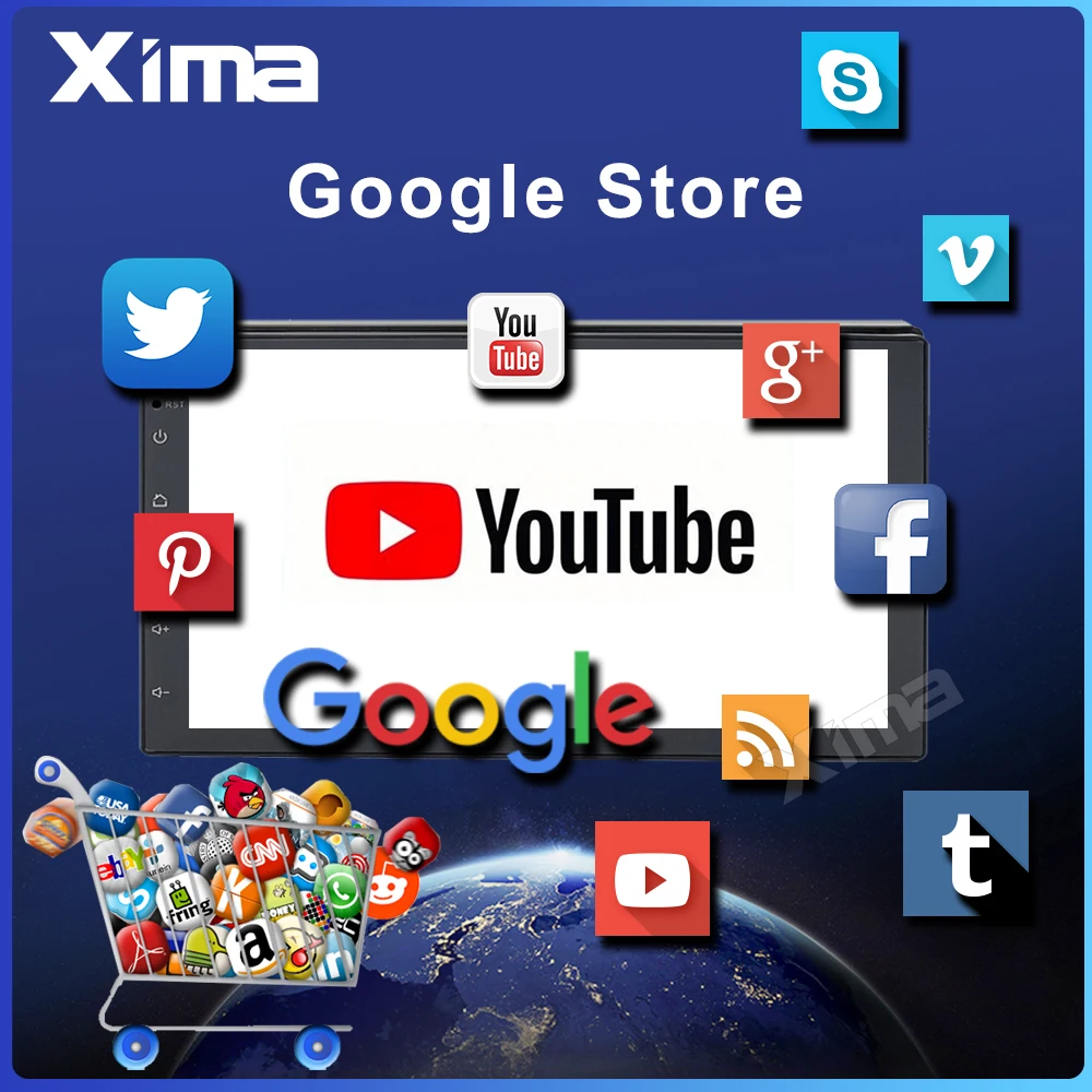 XIMA Android9.0 2Din Car Radio Multimedia Player " Universal RAM2G GPS Navigation Audio Player For Nissan Toyota Hyundai Polo