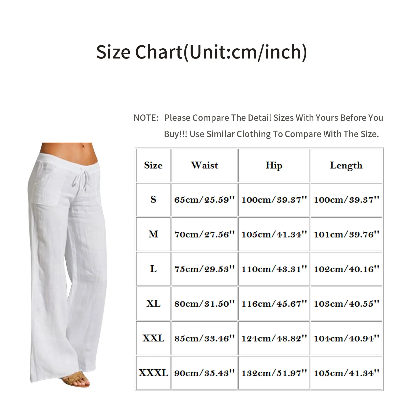 

Fashion Woman Pants Casual Solid Color Cotton Linen Elastic Waist Drawstring Long Wide Leg Pants Loose Straight Trousers femme
