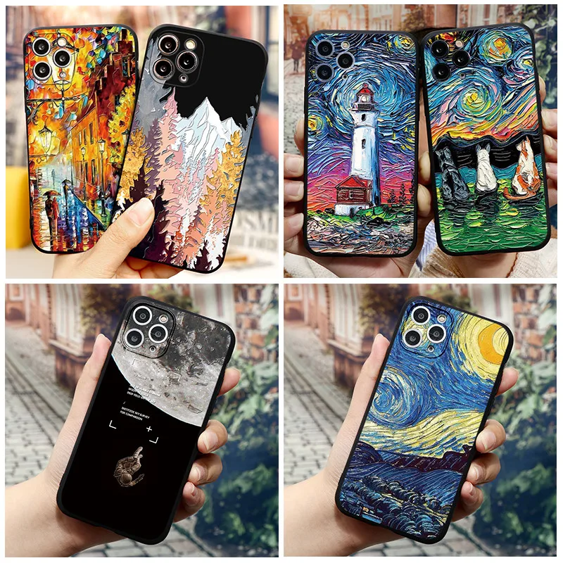 Мягкий ТПУ чехол с 3D тиснением для iPhone 12 Pro mini XR XS Max X 10 7 8 6 6S Plus SE 2020 11 чехлы|Бамперы|