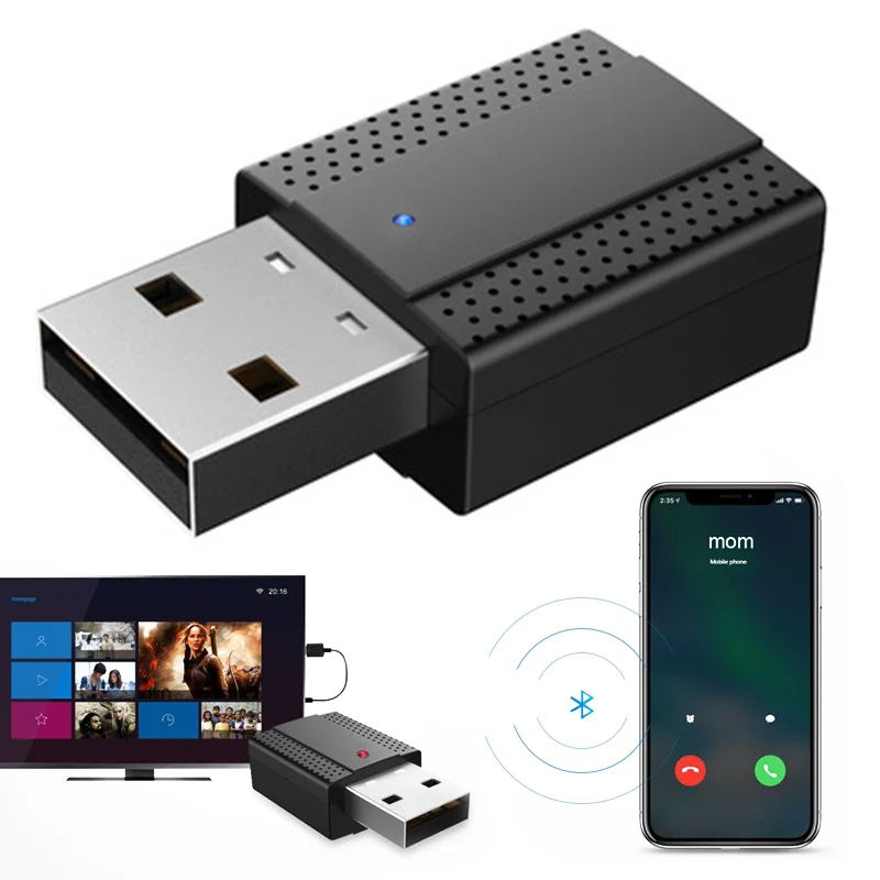 

2 in 1 USB Bluetooth 5.0 Adapter Mini Wireless Audio Transmitter Receiver for Computer JR Deals
