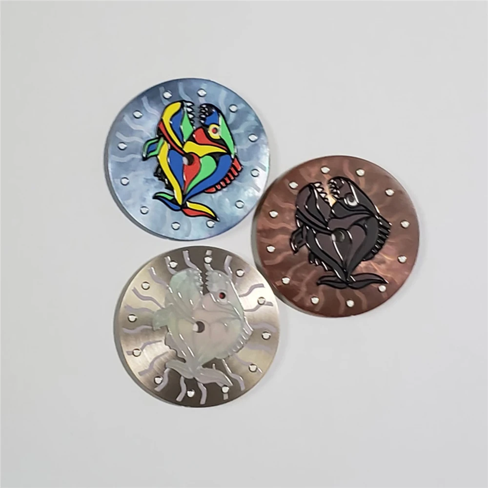 28.5MM Fish Dial for NH35 NH36 8215 821A Watch Movement Cartoon Luminous Part