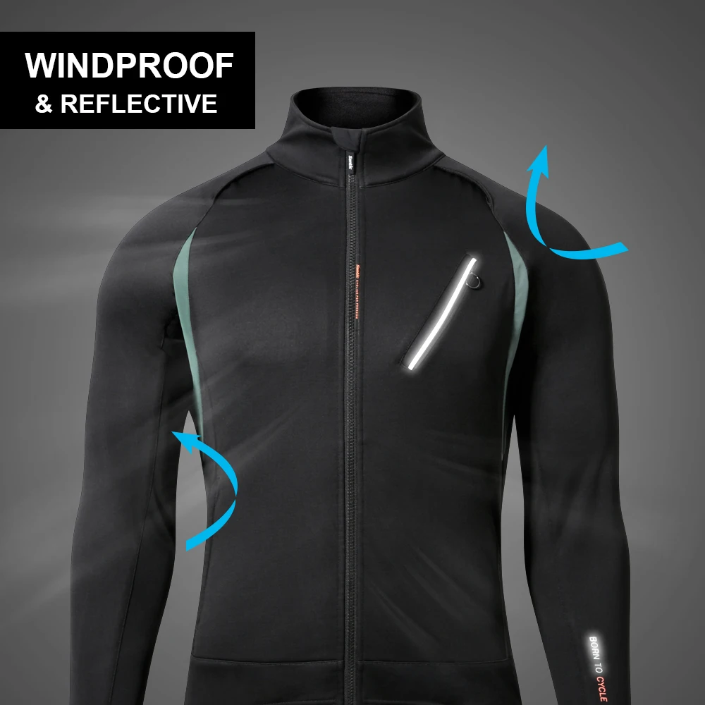 

Santic Winter Warm Up Thermal Cycling Jacket Windproof MTB Jackets Fleece Warm Cycling Casual Coat Bicycle Reflective clothing