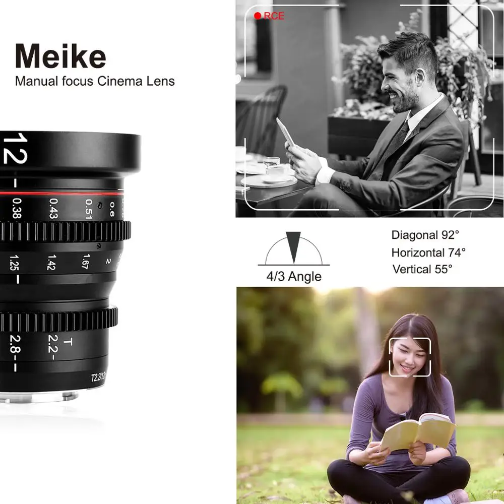 Meike 12 мм T2.2 Большая диафрагма ручной фокус Cine объектив для микро четыре третьих