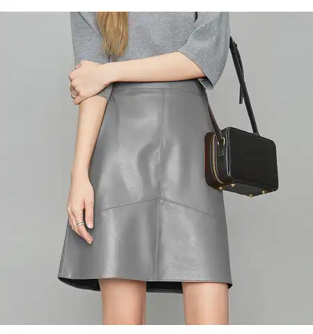 Woman Skirts Elegant 2022 New Fashion Korean Style Genuine Real Leather Skirts High Waist Mini Skirt Womens