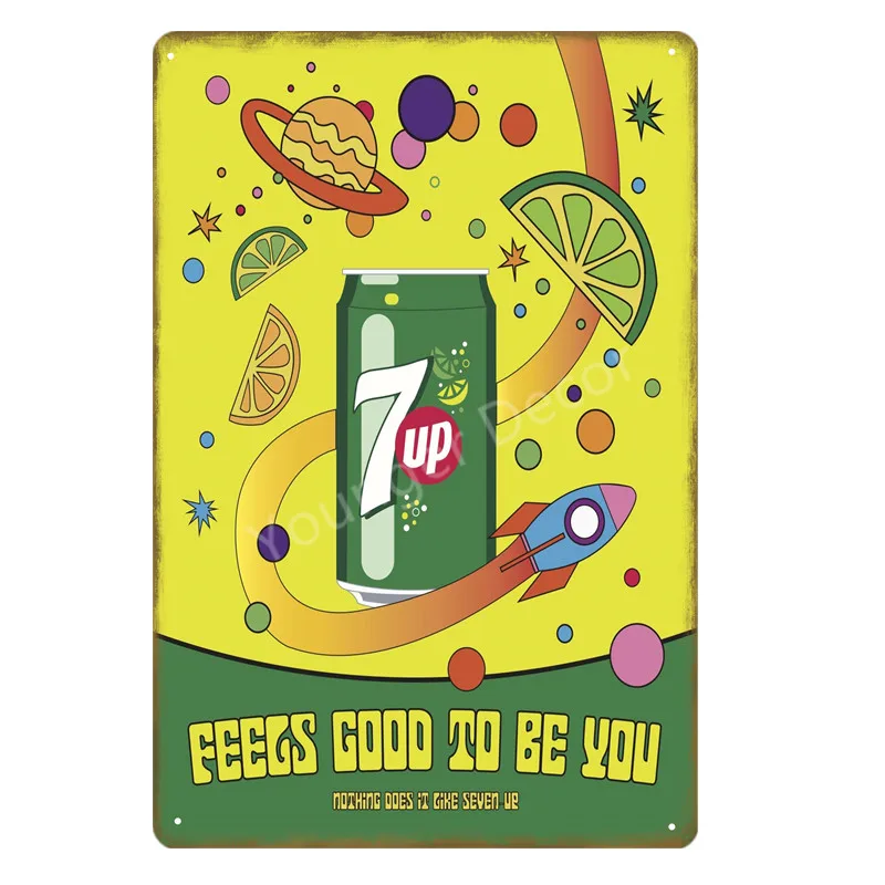 YD1569EI Безалкогольные 7up металлические жестяные знаки 7 UP ВИНТАЖНЫЙ ПЛАКАТ Искусство Настенная Наклейка картина бар паб кафе украшение домашний декор в стиле ретро YI-052 - Цвет: YD1569EI