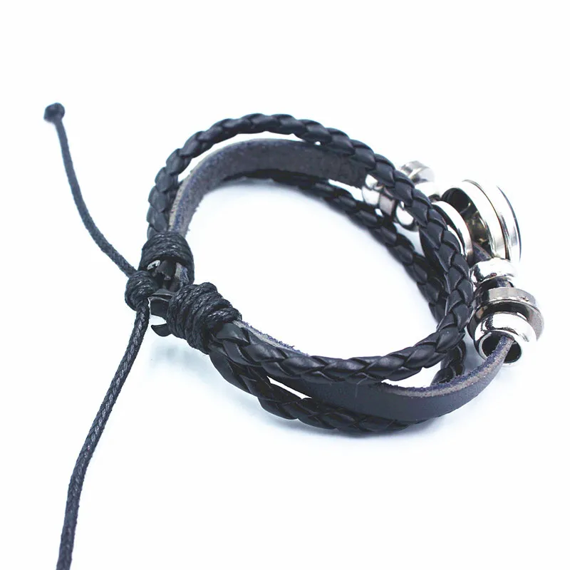 Серебристый браслет для мужчин и женщин Tai Chi Ying Yang кожаный Шарм светится в