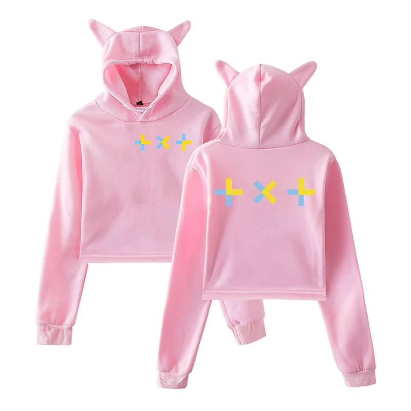 Модные Kpop TXT женские толстовки с капюшоном и кошачьими ушками для подростков