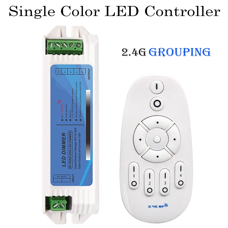 

DC12V-24V 2.4G Single Color Controller Adjustable Dimming Brightness Touch Remote For LED Single Color Low Voltage Light Strip