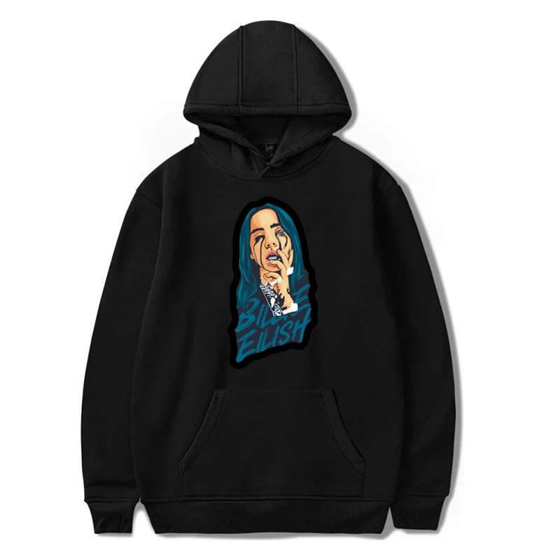 Зимний толстый свитер с капюшоном для женщин Poleron 2019 Billie Eilish Ulzzang длинным рукавом