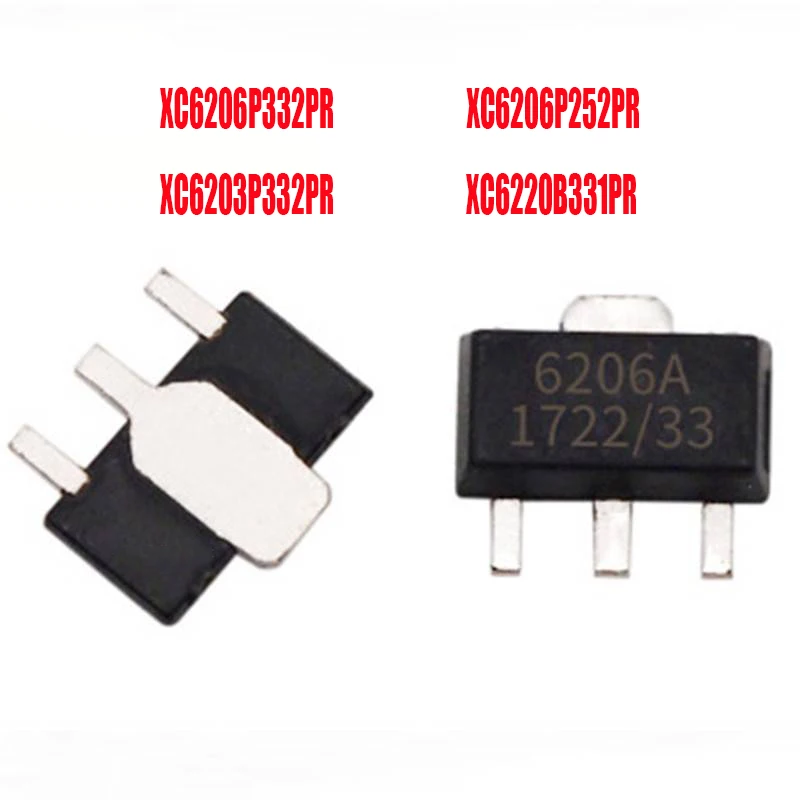 10 шт. XC6206P332PR СОТ 89 XC6206P332 SOT89 6206P332 сот 6206A XC6206P252PR XC6203P332PR XC6220B331PR XC6220B331