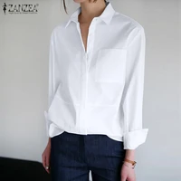fashion zanzea 2021 women lapel neck long sleeve ol blouse spring buttons shirt elegant solid blusas femininas chemise top mujer