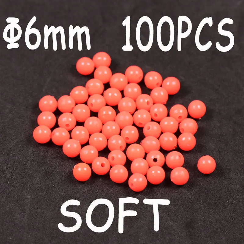 6x6mm 100pcs red 100 шт зеленые красные круглые мягкие резиновые светящиеся бусины для рыбалки светящиеся донные поводки шары рыболовные снасти Соблазнительные аксессуары - Цвет: 6x6mm 100pcs red