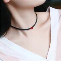 fashion black leather choker necklace for women gold red lip chocker necklaces punk statement collar trendy jewelry 2020 new