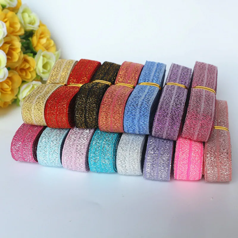 5 ярдов/лот 5/8 'ཌ мм золото/Серебристые блестящие штаны с эластичным поясом