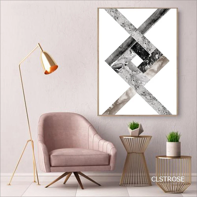 Черно-белая Геометрическая фигурка плакаты в нордическом современном стиле