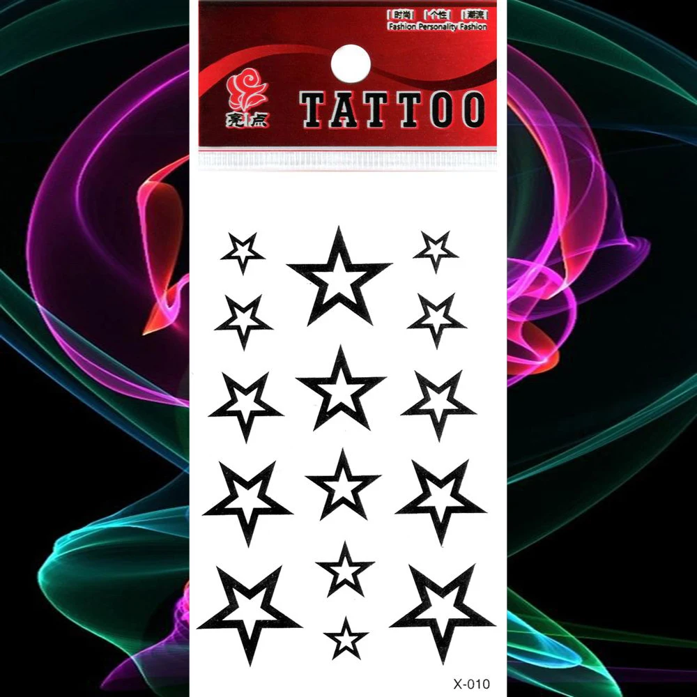 Водостойкие временные тату наклейки белые пятиконечные звезды Поддельные