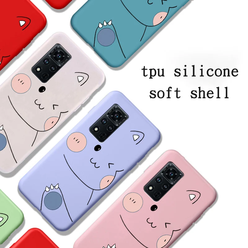 

Phone Case For Huawei Honor V40 5G Funda V40 pro por Luxury Silicone Soft Shell 4o Candy Celular Sleeve Cartoon Back Cover Coque