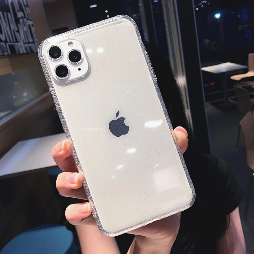 Кружевной прозрачный блестящий чехол для телефона iPhone 11 Pro X XR XS Max 6 6s 7 8 Plus цветной