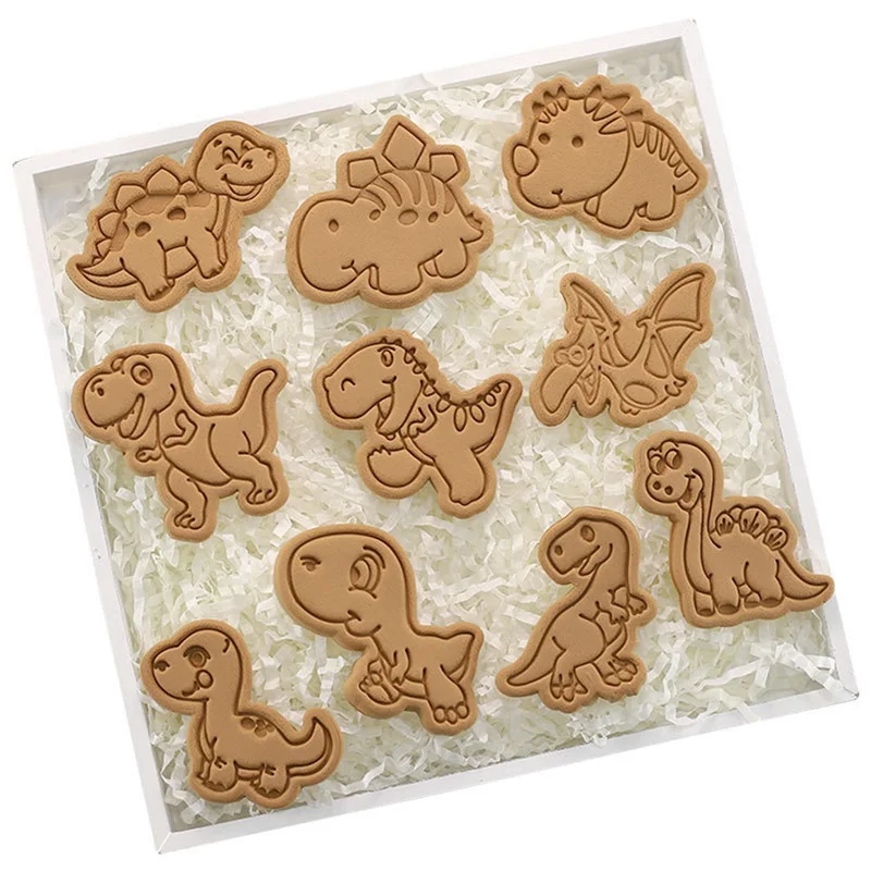 

1PC Cartoon Dinosaur Biscuit Mold Cookie 3D Push-type Household Kitchen Baking Tools Baking Biscuit Fondue
