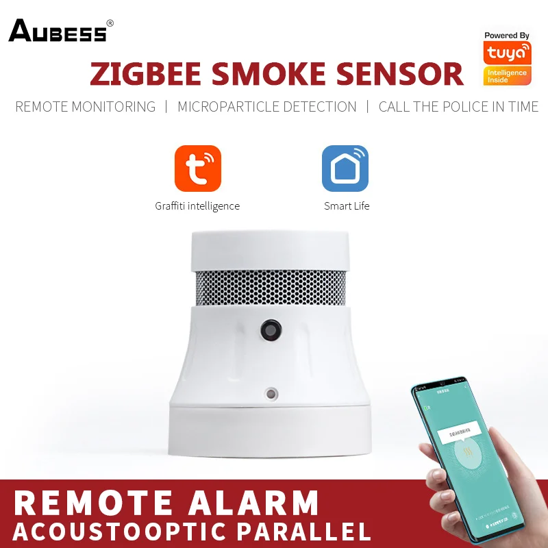 

Смарт-датчик дыма Tuya Zigbee, охранная сигнализация с дистанционным управлением через приложение