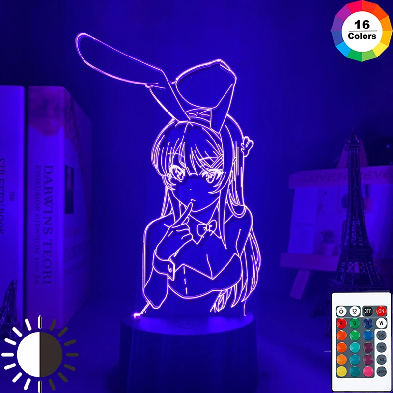 

Anime Waifu Mai Sakurajima Led Night Light for Bedroom Decor Mai Light Gift for Friend Sakurajima Bunny Girl Led Lamp Anime Gift