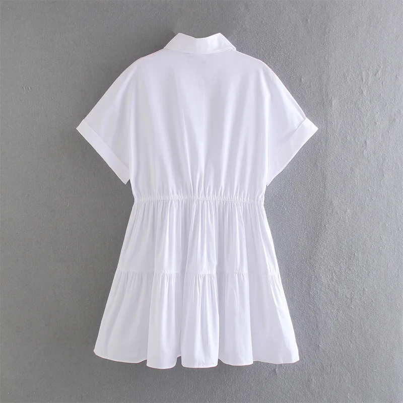 

Summer women's casual solid color lapel short-sleeved bow-knot decoration loose dress