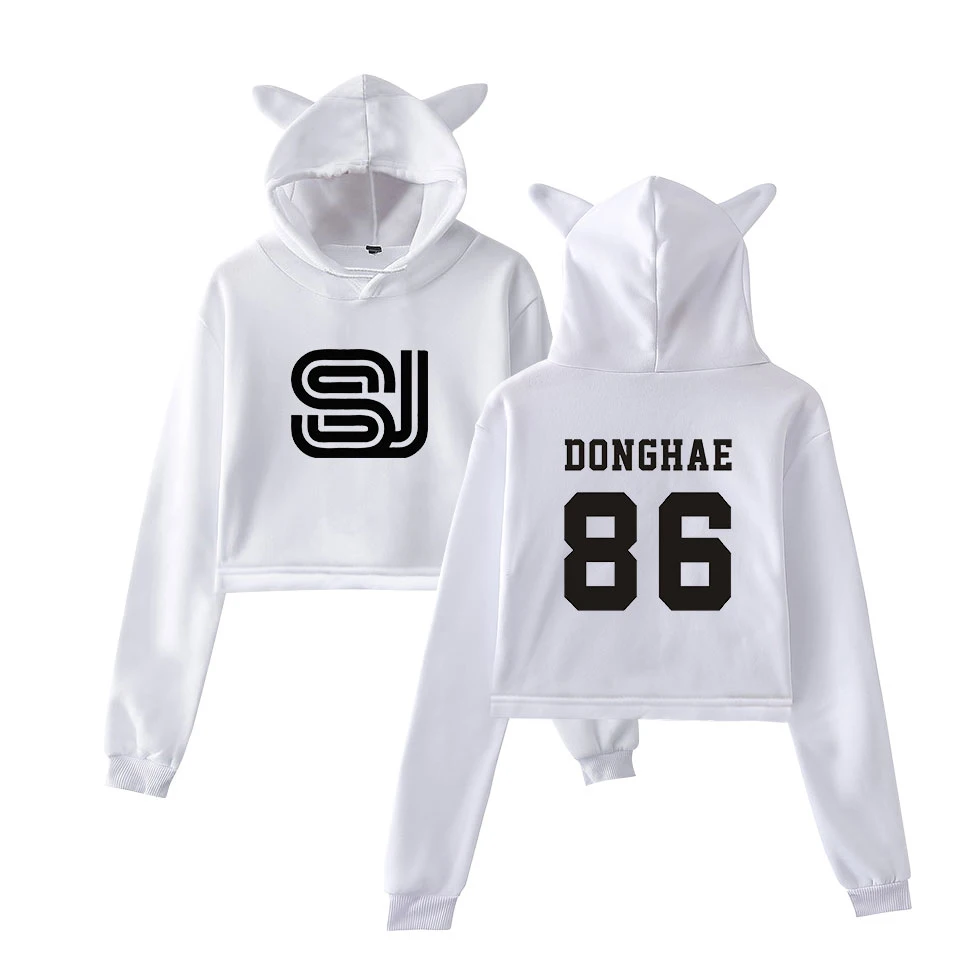 

Super Junior Print Women Streetwear Fashion Basic Navel Men Hoodie Pullovers Sweatshirt Popular Casual Cool Cat Ear Men Hoodie