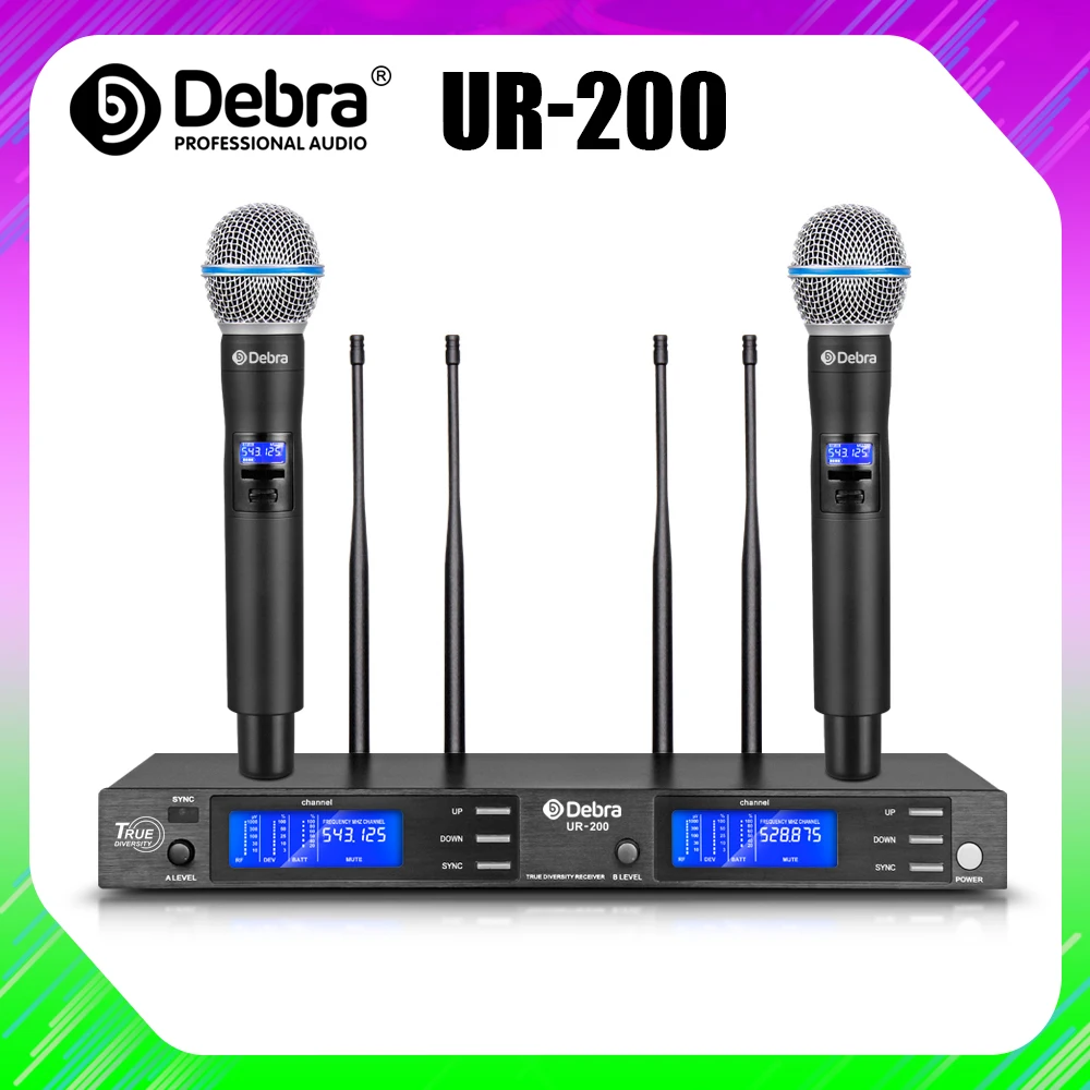 Реальное разнообразие! UR 200 профессиональная 2 канальная UHF Беспроводная ручная