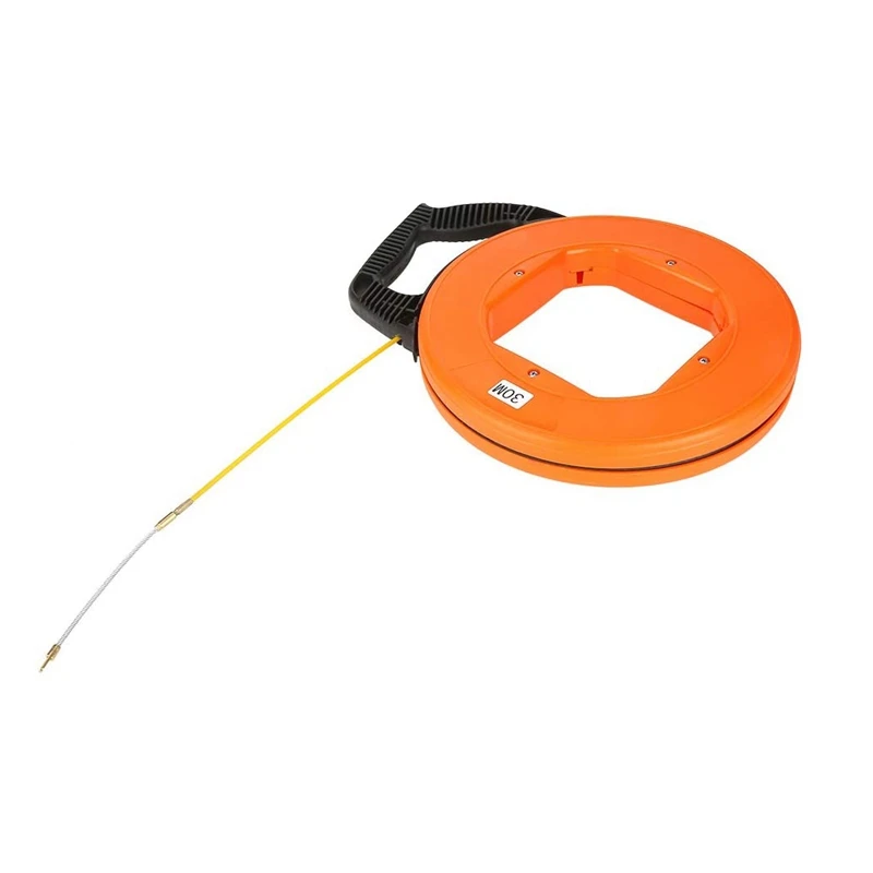 

JFBL Hot Portable 30 Meter Fiberglass Fish Tape Fishing Tool Reel Puller Conduit Duct Rodder Pulling Cable