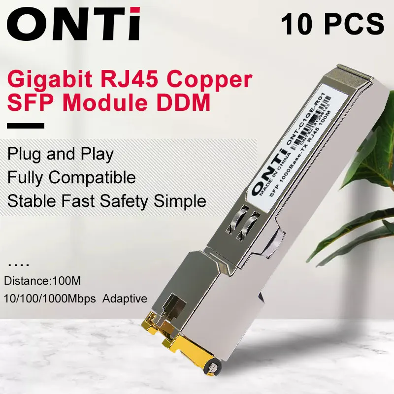 ONTi 10 шт. гигабитный RJ45 SFP модуль 1000 Мбит/с медный приемопередатчик совместим с