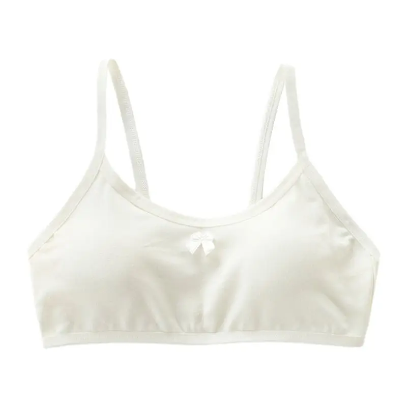 Ropa interior con tirantes finos para ni&ntilde;as, sujetador sin aros acolchado con lazo, Color caramelo, XXFE-1