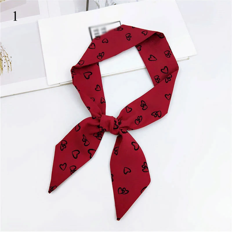 

Летние обтягивающие шарфы для волос с принтом сердечек, полосатые шарфы для шеи, декоративные длинные шарфы, женский тонкий Шелковый шарф