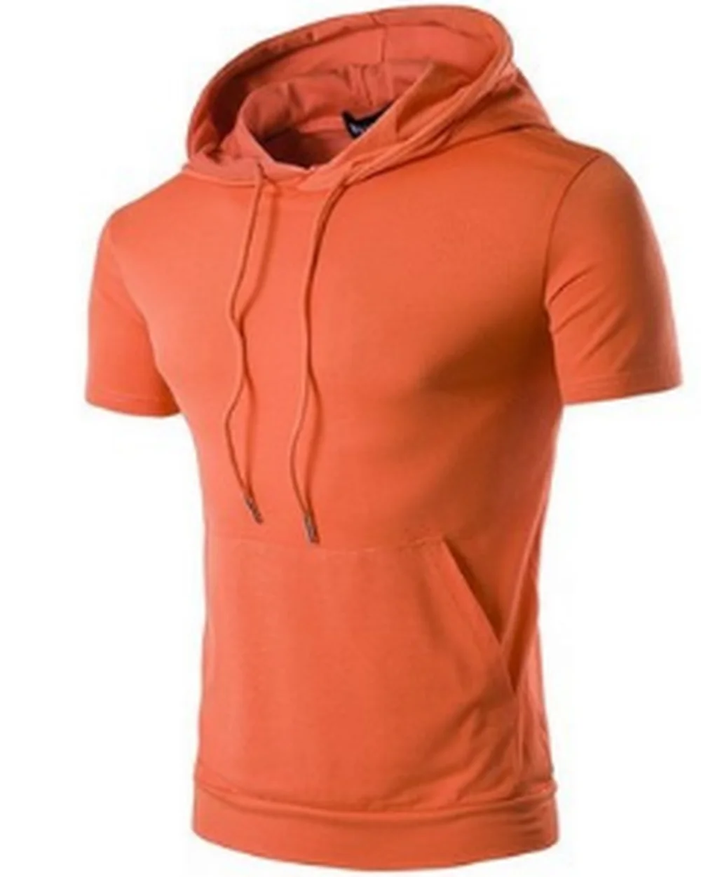 

Men Summer Short Sleeve Sweatshirt Men's Hooded Large Pockets Solid Color Sweatshirt 6 Colors Pullover Hoodies Tops Plus S-3XL