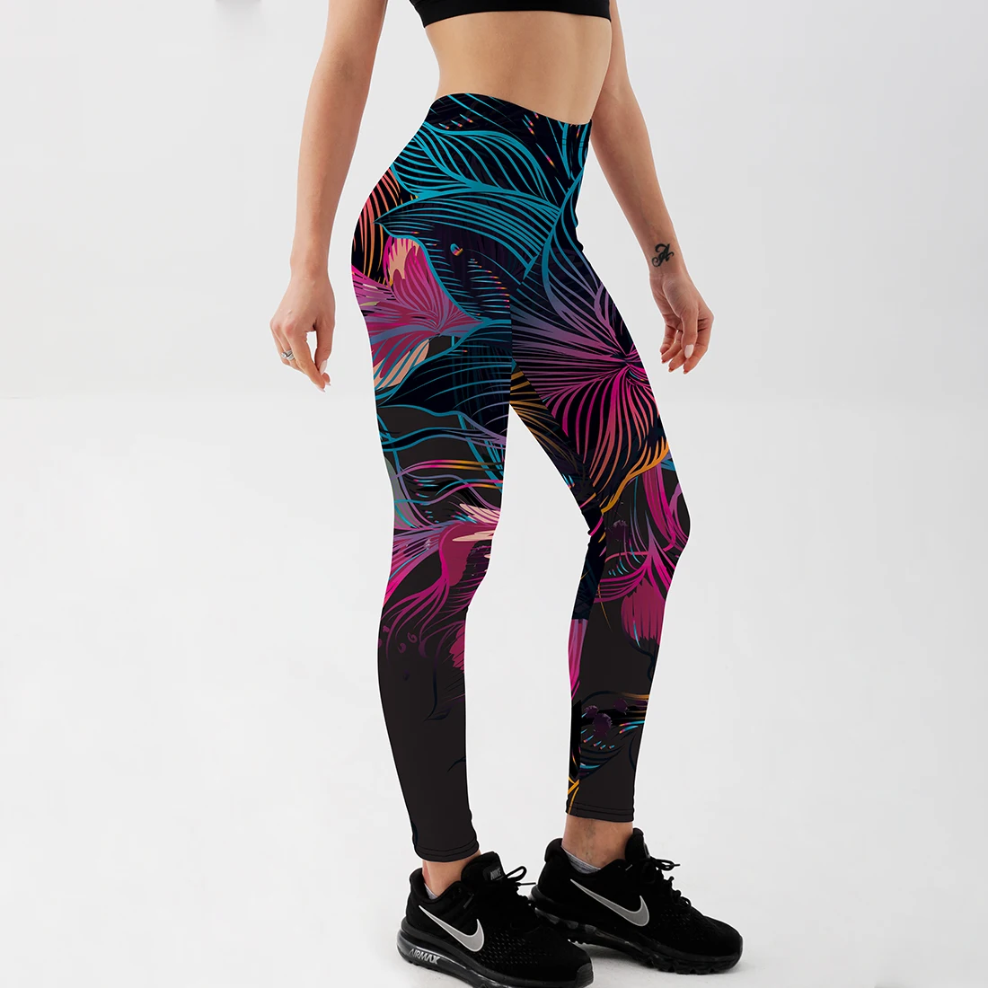 Qickitout New Fashion Women Leggings Floral Petal Digital Color Printed Sexy Workout Fitness Pants Casual Streetwears | Женская одежда