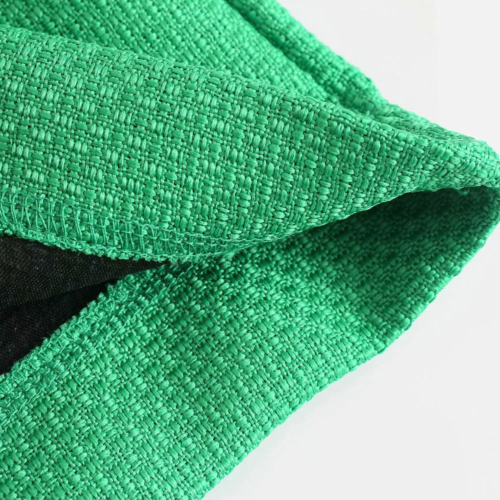 

Za Women 2021 New Fashion green Metal buttons Textured Mini Skirt Vintage High Waist Back Zipper Female Skirts Mujer