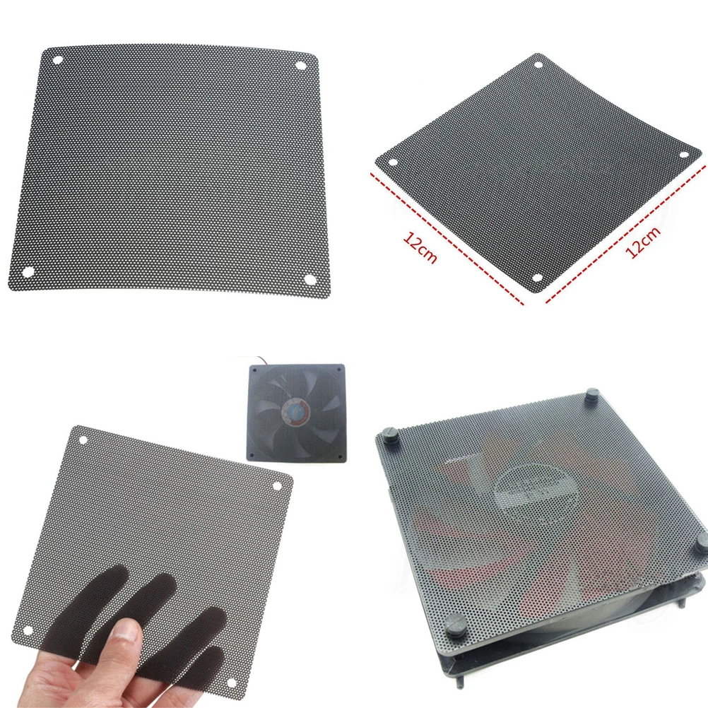 

5pcs Computer Mesh 120mm Cuttable Black PVC Case PC Fan Dust Filter Dustproof Cover Chassis Dust Cover for Computer Cooling Fan