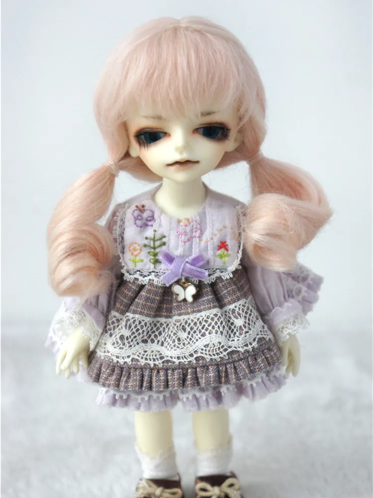 

1/12 Mohair Doll wigs JD426 4-5inch 11-13cm Double Pony Doll wigs Tiny BJD doll accessories
