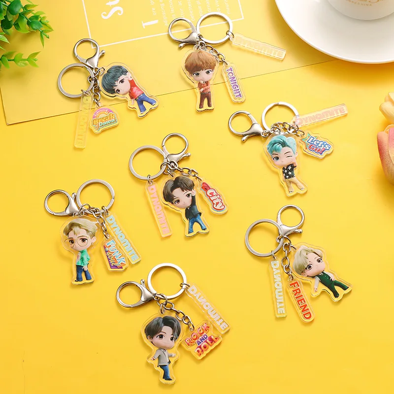 

The New Album with the Same Paragraph Cartoon Three-piece Keychain Key Ring Pendant School Bag