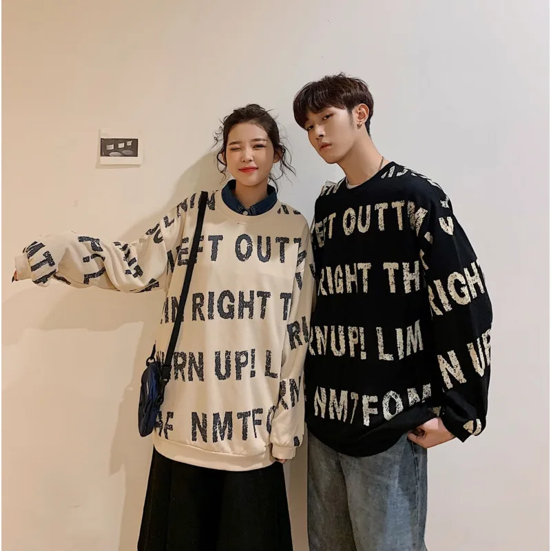 

Spring Hoodie Men's Fashion Letter Print Casual Cotton Pullover Hoodies Men Streetwear Wild Loose Couple Sweatshirt M-XL