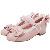 agodor lolita shoes pink mary janes shoes for women lace pumps cute cosplay shoes women pumps low heel casual ladies shoes