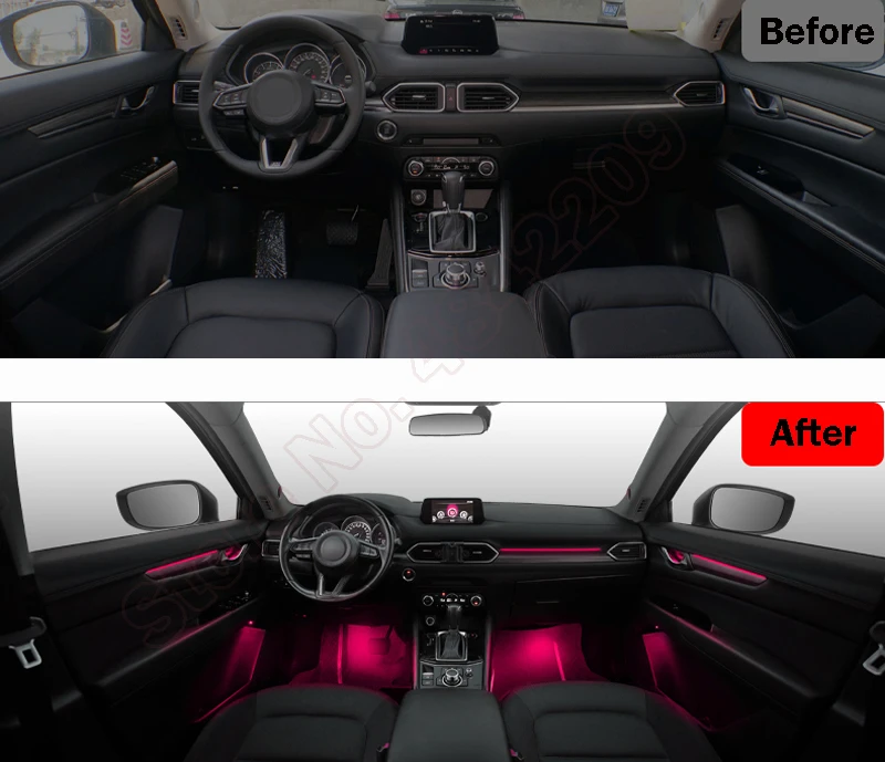 

64 Colors Set Decorative LED Atmosphere Lamp illuminated Strip Neon Ambient Light For Mazda CX-5 2017-2020 Button Control