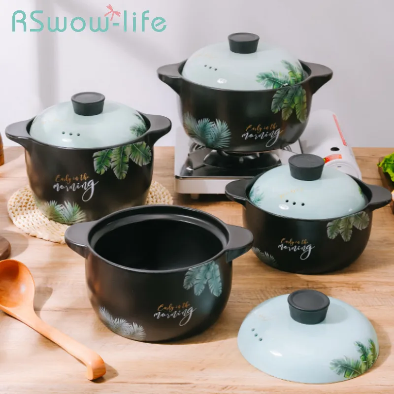 

Бытовая кастрюля с высоким горшком для супа, газовая, высокая термостойкость, новая кастрюля, кастрюля с двойными ушами, керамическая кастр...