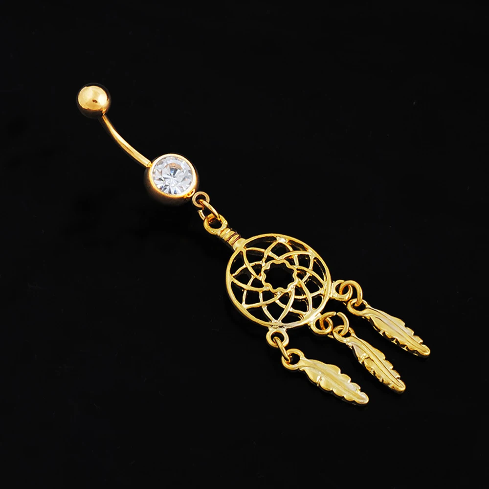 Золото Цвет падение листья пупка кольца ювелирное изделие для тела женщин живота