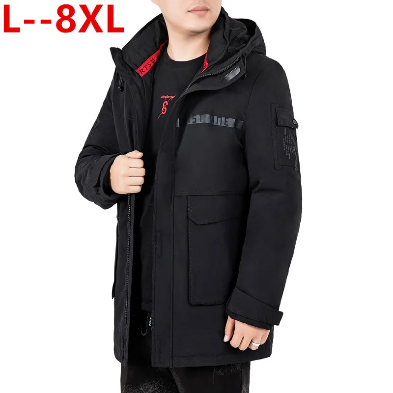 Большие размеры 10XL 8XL 6XL Длинные парки зимняя куртка Мужская теплая ветрозащитная