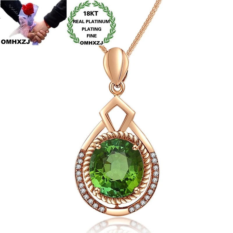 

OMHXZJ Wholesale CA496 European Fashion Woman Party Birthday Wedding Gift Water Drop Zircon 18KT Rose White Gold Pendant Charm