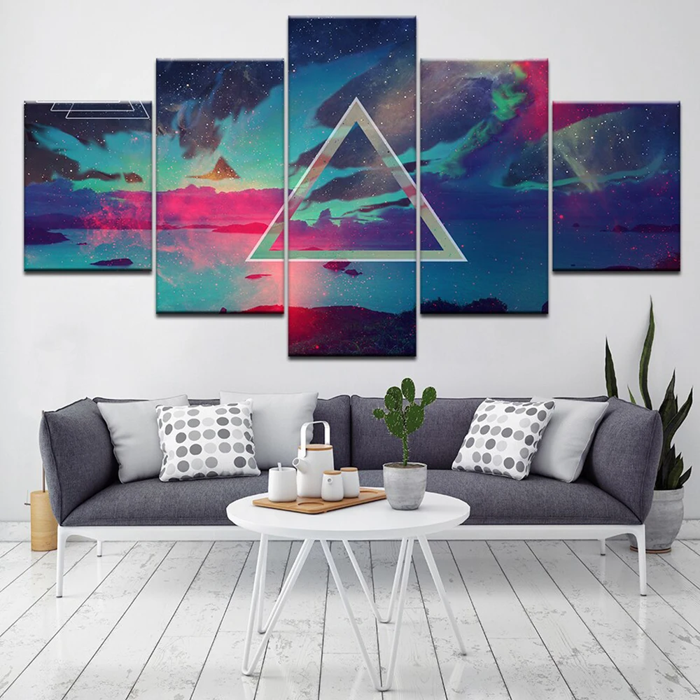 5 шт. настенная Картина на холсте Пейзаж Плакат цветное небо современный дом