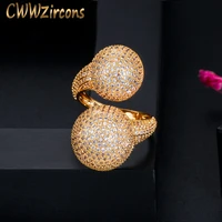 cwwzircons adjustable size micro pave cubic zirconia ball 585 gold fashion ladies engagement finger rings for wedding party r151